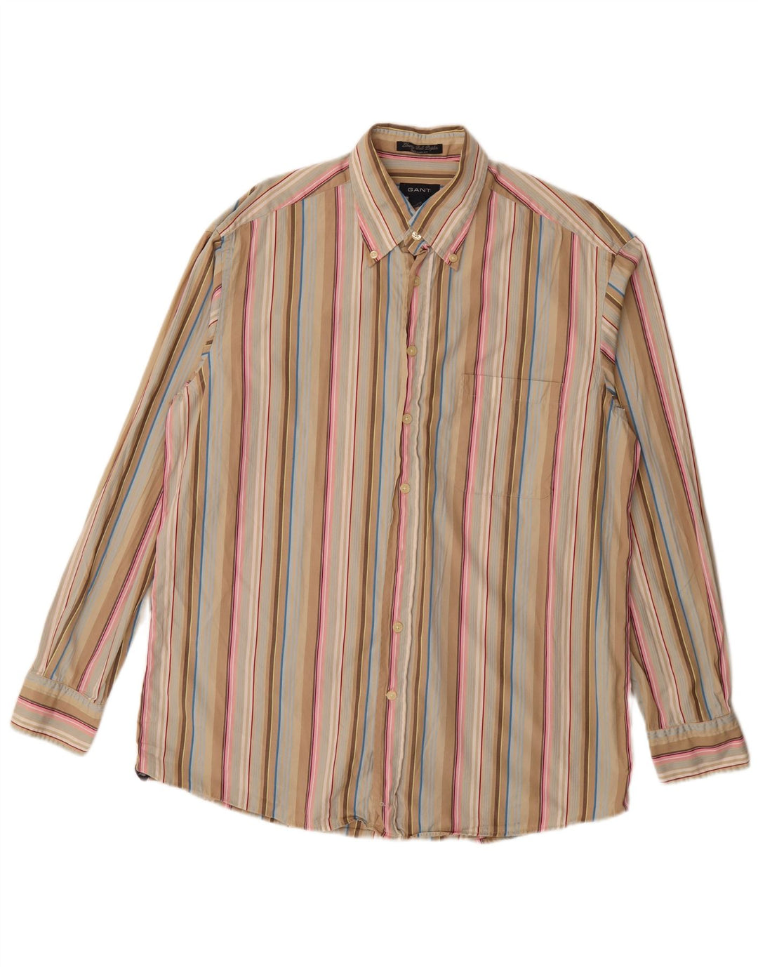 GANT Mens Regular Fit Shirt Large Beige Striped Cotton