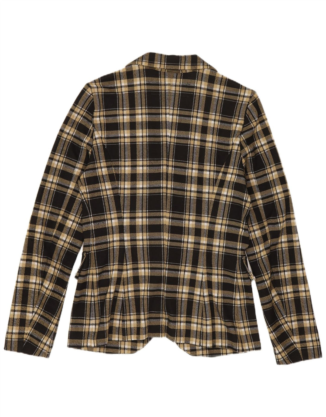 Benetton Chaqueta Americana De 1 Botón Para Mujer UK 40 Small Black Check Poliéster