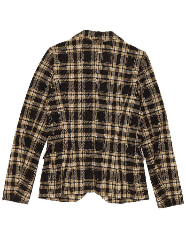 Benetton Chaqueta Americana De 1 Botón Para Mujer UK 40 Small Black Check Poliéster