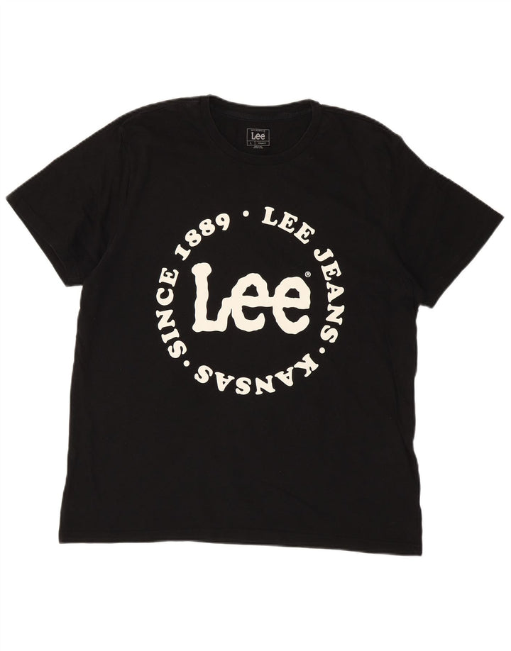 LEE Mens Regular Fit Graphic T-Shirt Top Large Black Cotton