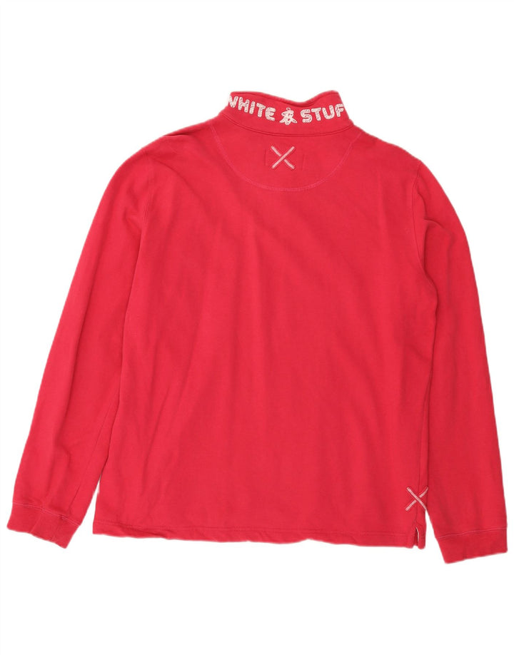 White Stuff Womens Zip Neck Sweatshirt Jumper UK 12 Medium Pink Cotton
