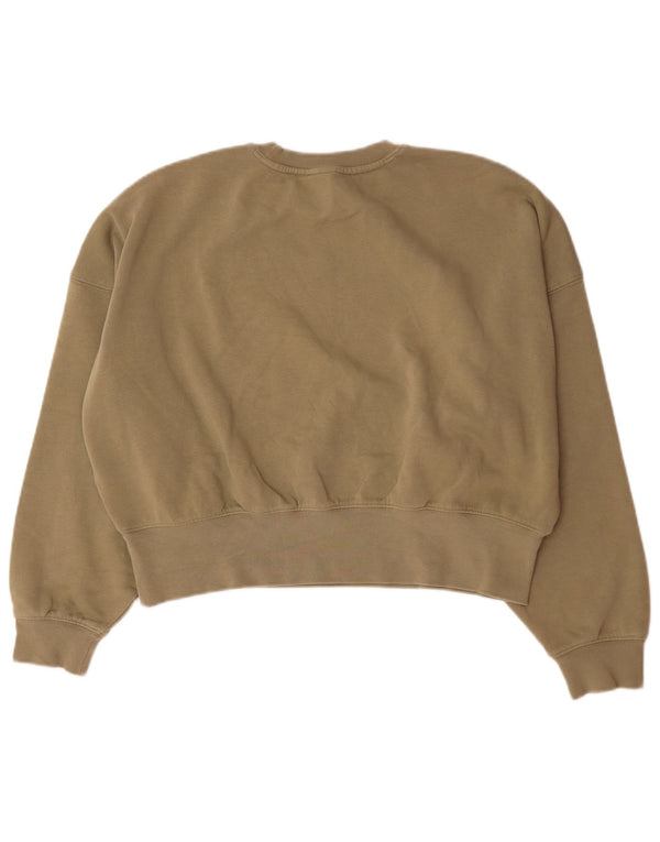 Adidas Dame Grafisk Oversized Sweatshirt Jumper UK 6 XS Khaki Bomuld