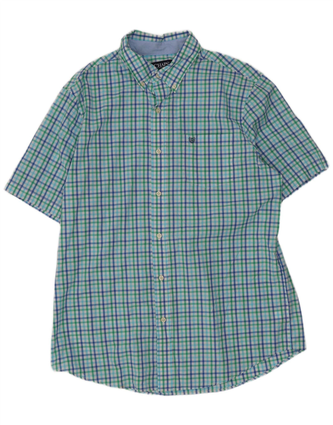 Chaps Camisa de manga corta para hombre de algodón a cuadros multicolor grande