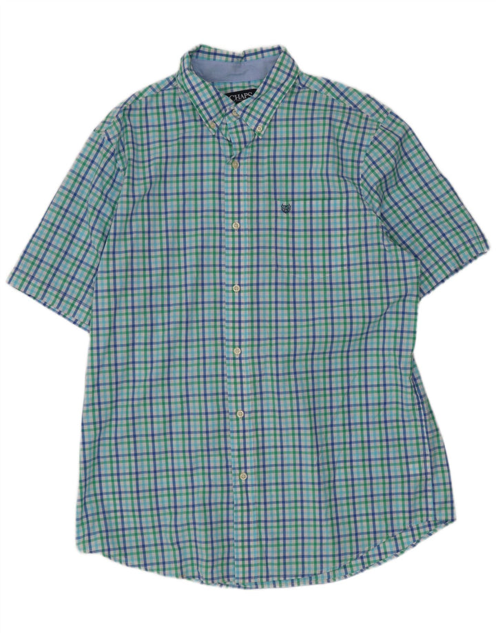 Chaps Camisa de manga corta para hombre de algodón a cuadros multicolor grande