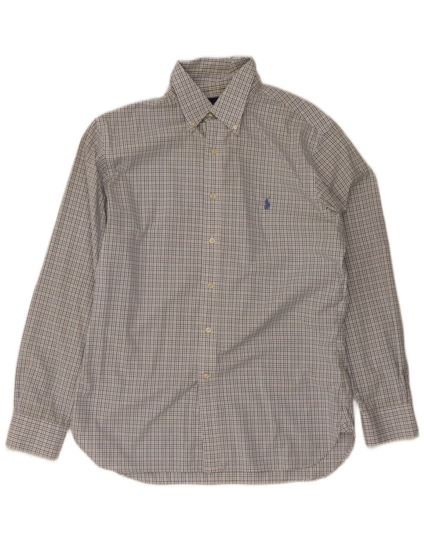 Ralph Lauren Mens Slim Fit Shirt Size 16 1/2 Large White Check Cotton