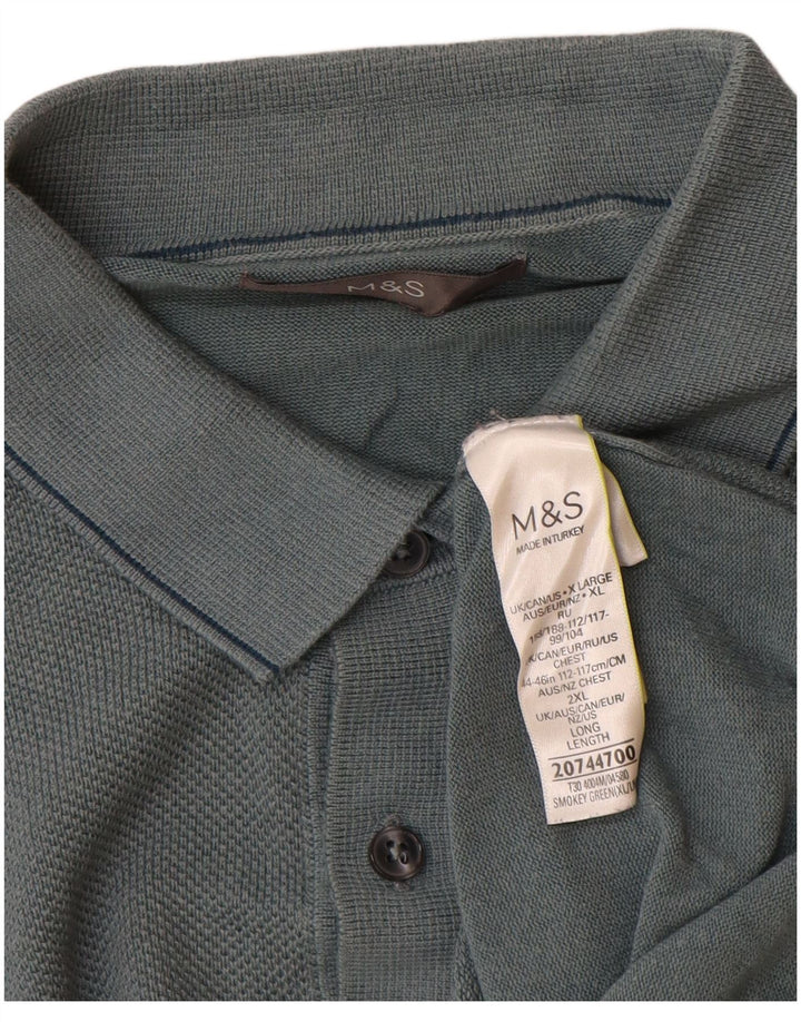Marks & Spencer Mens Polo Neck Jumper Sweater XL Blue Modal