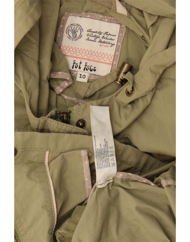 Fat Face Womens Hooded Oversized Utility Jacket UK 10 Small Khaki Cotton