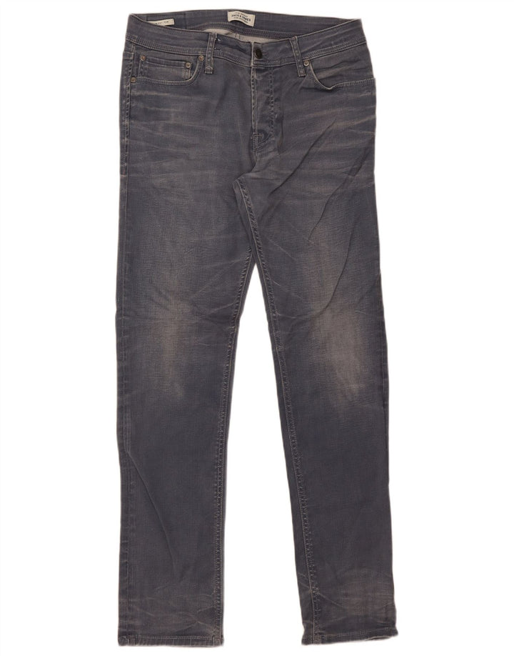 Jack & Jones Mens Tim Slim Jeans W34 L34 Grey Cotton