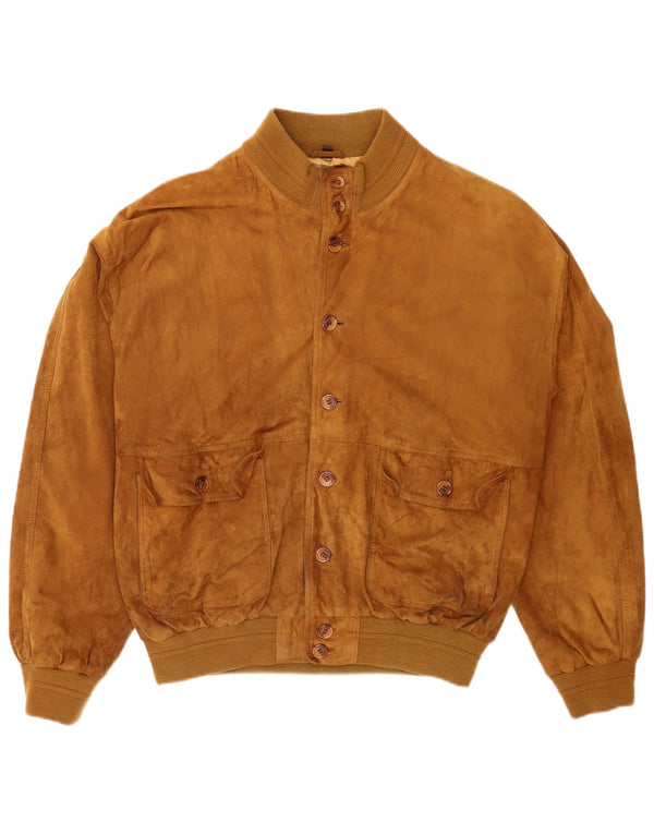 Vintage Herren Wildleder Bomberjacke IT 56 2XL Beige Leder