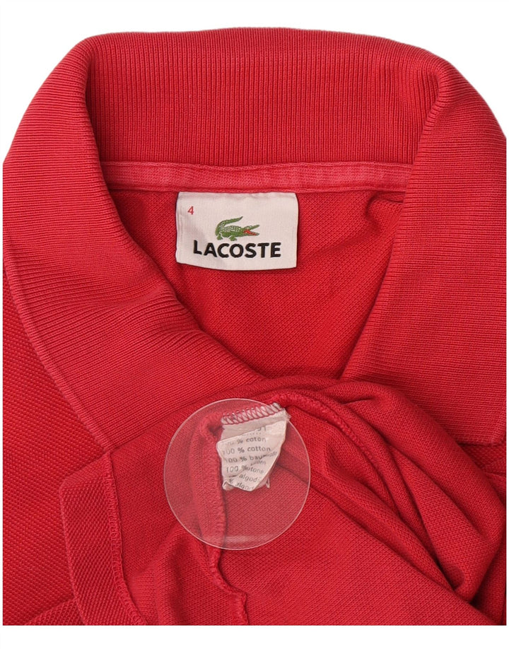 Lacoste Mens Long Sleeve Polo Shirt Size 4 Medium Red Cotton