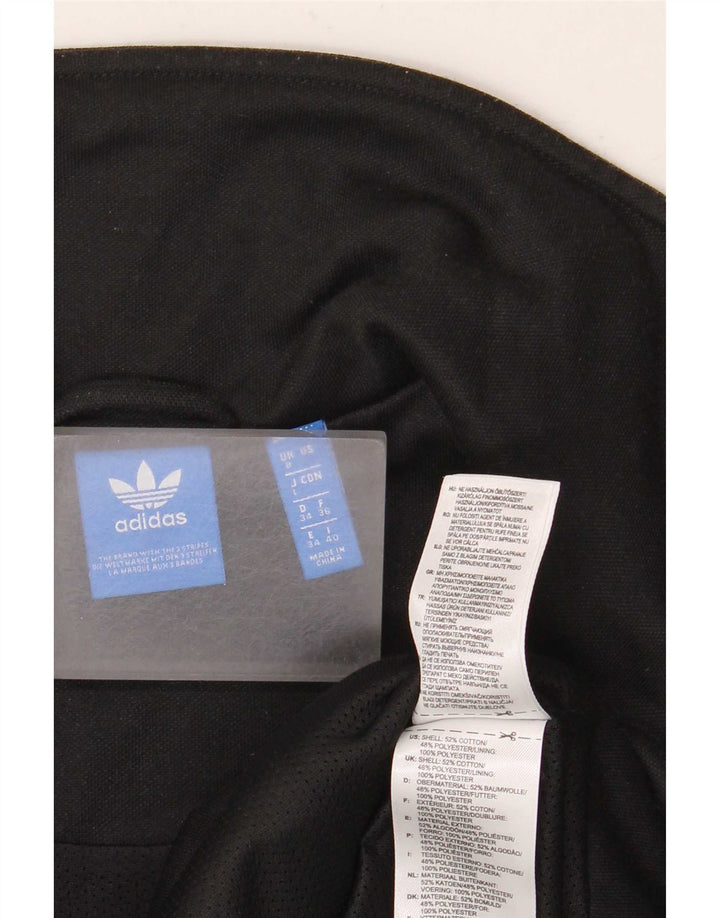 Adidas Womens Tracksuit Top Jacket UK 8 Small Black Cotton