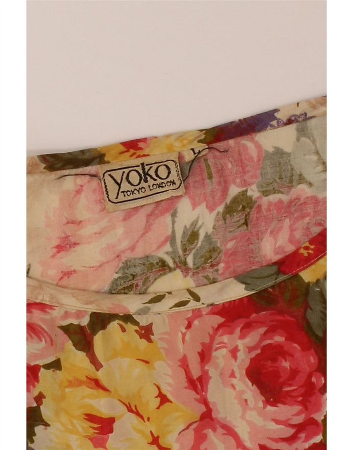 YOKO Womens Oversized Blouse Top UK 16 Large Multicoloured Floral Rayon Vintage Yoko and Second-Hand Yoko from Messina Hembry 