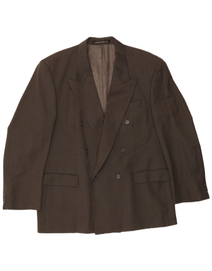 Marks & Spencer Mens Double Breasted Blazer Jacket UK 44 XL Green Check