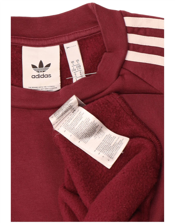 Adidas Mens Sweatshirt Jumper Large Burgundy Cotton