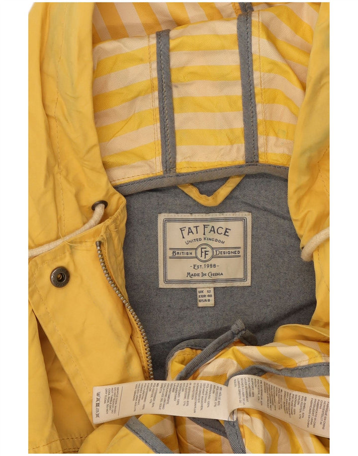 Fat Face Womens Hooded Utility Jacket UK 12 Medium Yellow Polyester