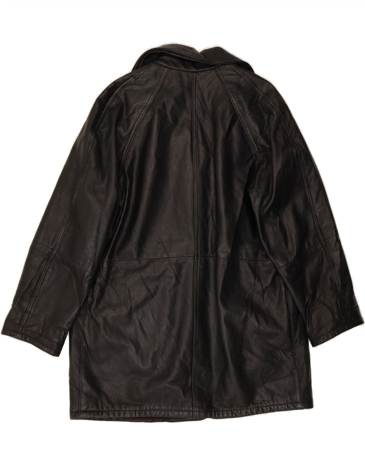 VINTAGE Womens Loose Fit Leather Coat EU 40 Medium Black Leather Vintage Vintage and Second-Hand Vintage from Messina Hembry 