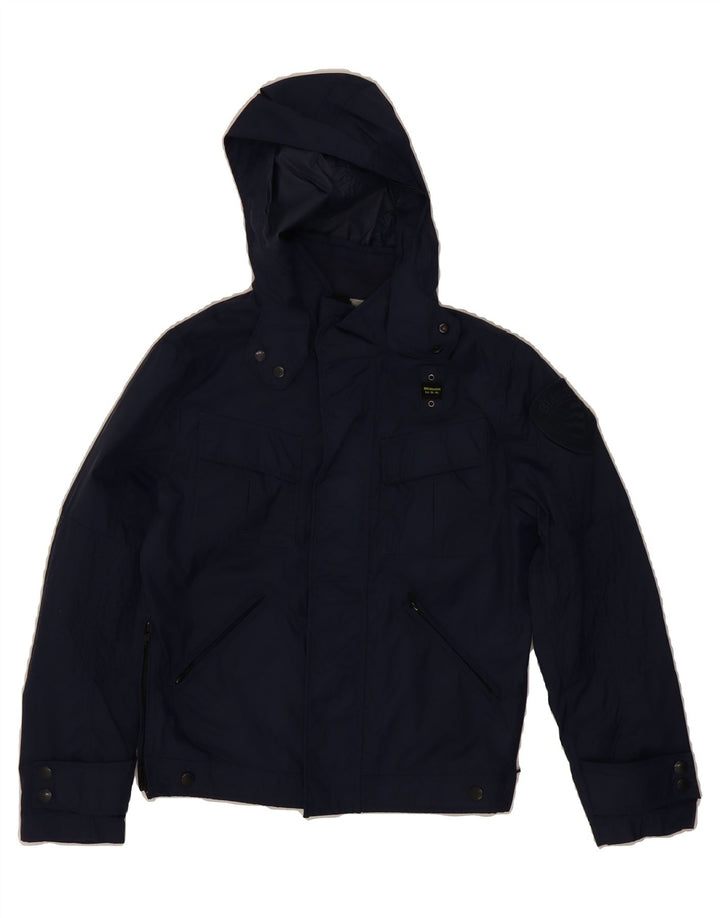 BLAUER Boys Hooded Bomber Jacket 11-12 Years Navy Blue Polyamide Vintage Blauer and Second-Hand Blauer from Messina Hembry 