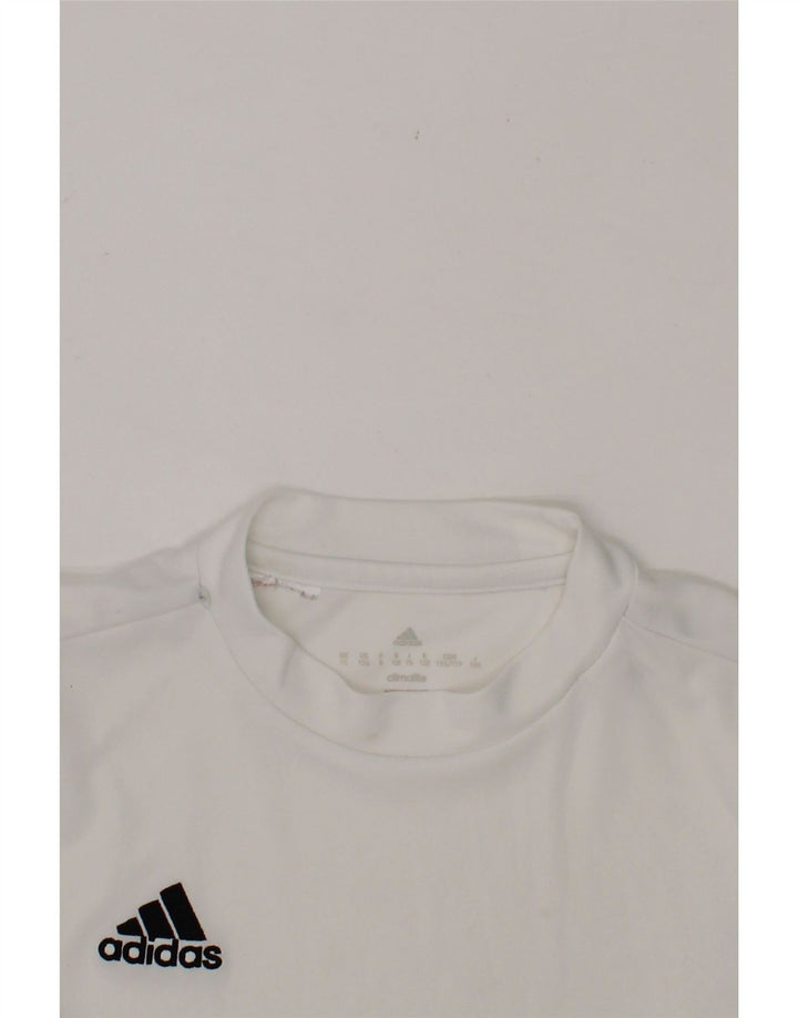 ADIDAS Boys Climalite T-Shirt Top 7-8 Years Small White Vintage Adidas and Second-Hand Adidas from Messina Hembry 