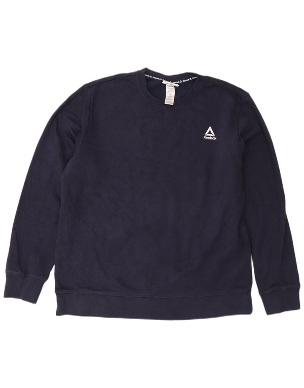 Reebok Mens Sweatshirt Jumper Large Navy Blue Cotton
