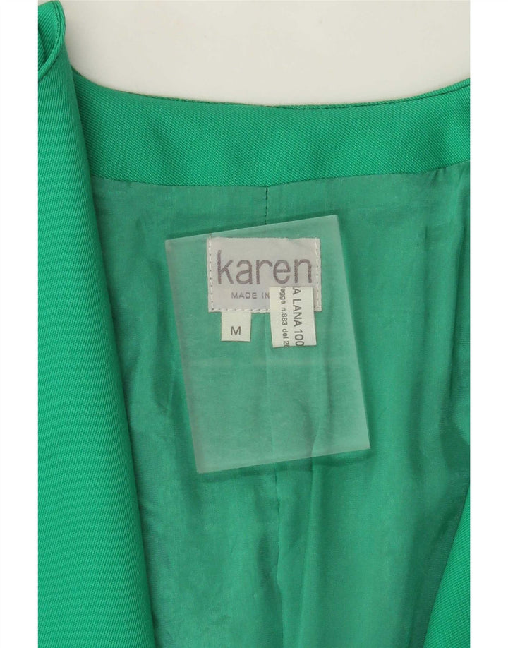 Vintage dame 3/4 ærmet blazerjakke UK 14 Medium Green Wool