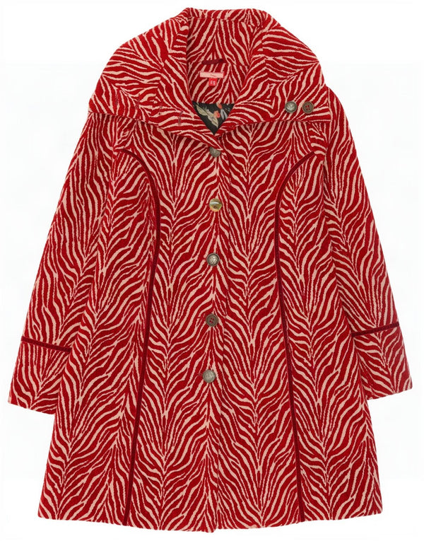 Joe Browns Womens Overcoat UK 12 Medium Red Animal Print Polyester
