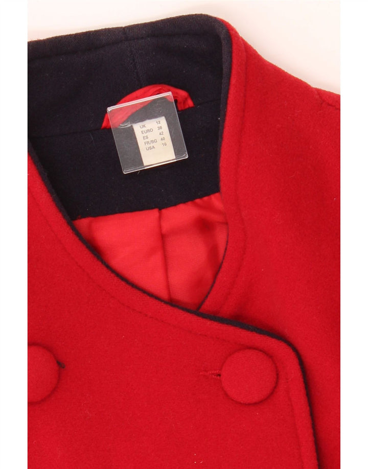 VINTAGE Womens Double Breasted Coat UK 12 Medium Red Wool Vintage Vintage and Second-Hand Vintage from Messina Hembry 