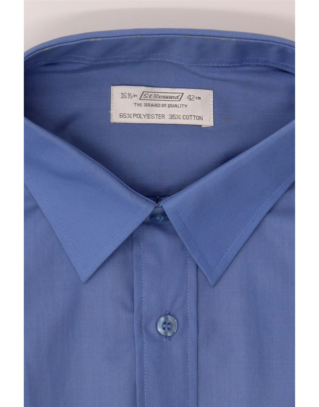 ST. BERNARD Mens Shirt Size 42 16 1/2 Large Blue Polyester Vintage St. Bernard and Second-Hand St. Bernard from Messina Hembry 