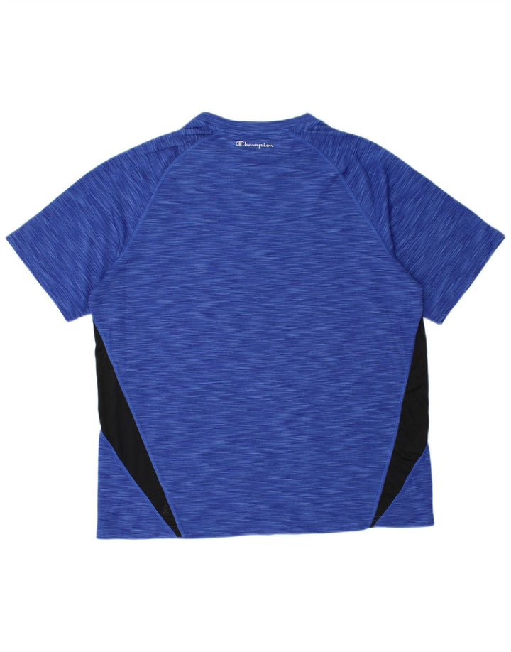 Champion Mens T-Shirt Top Large Blue Colourblock Polyester