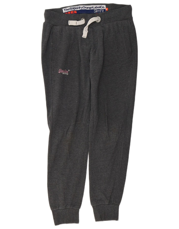 Superdry Womens Slim Fit træningsdragt Bukser Joggers UK 14 Large Grey Bomuld
