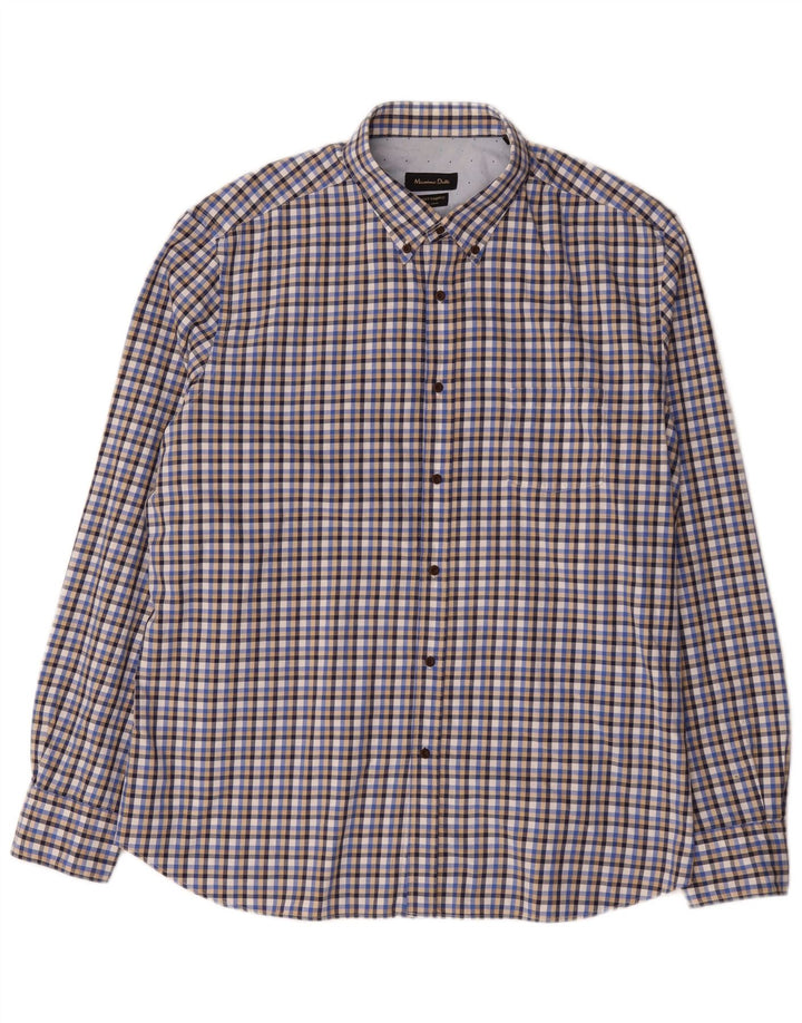 Massimo Dutti Mens Shirt 2XL Blue Check