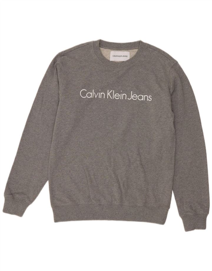 Calvin Klein Jeans Mens Graphic Sweatshirt Jumper Medium Grey Cotton