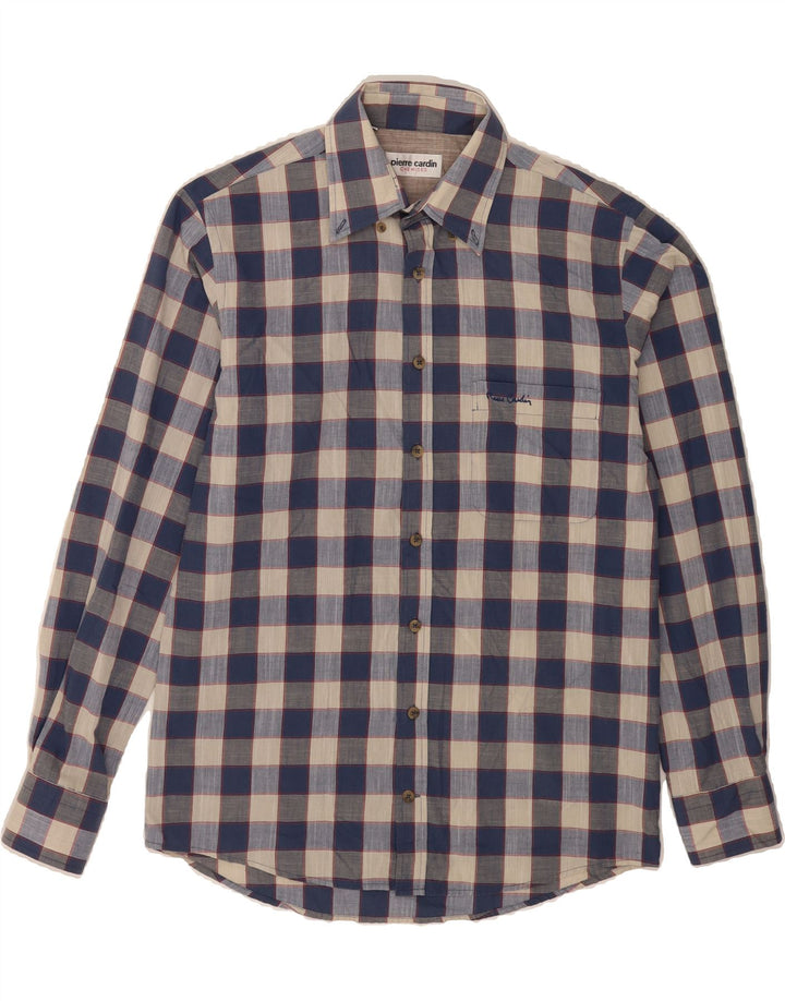 PIERRE CARDIN Mens Shirt Size 39 Medium Blue Check Cotton Vintage Pierre Cardin and Second-Hand Pierre Cardin from Messina Hembry 