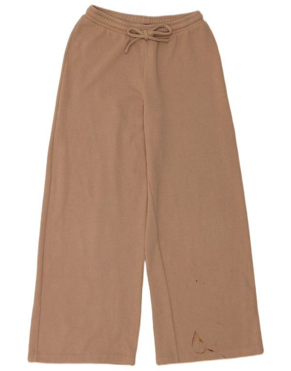 Zara Womens Wide Leg Tracksuit Trousers UK 12 Medium Beige Cotton