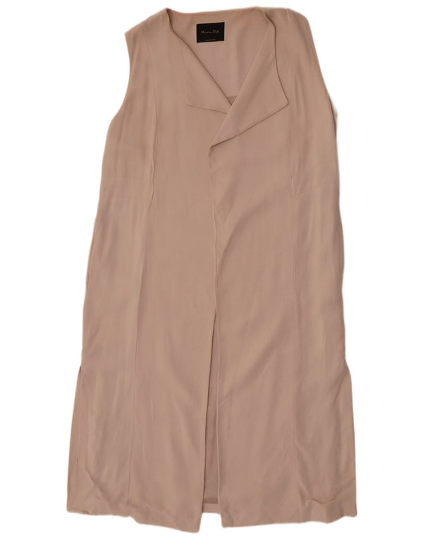 Massimo Dutti Dame Longline ærmeløs blazerjakke UK 14 Medium Beige