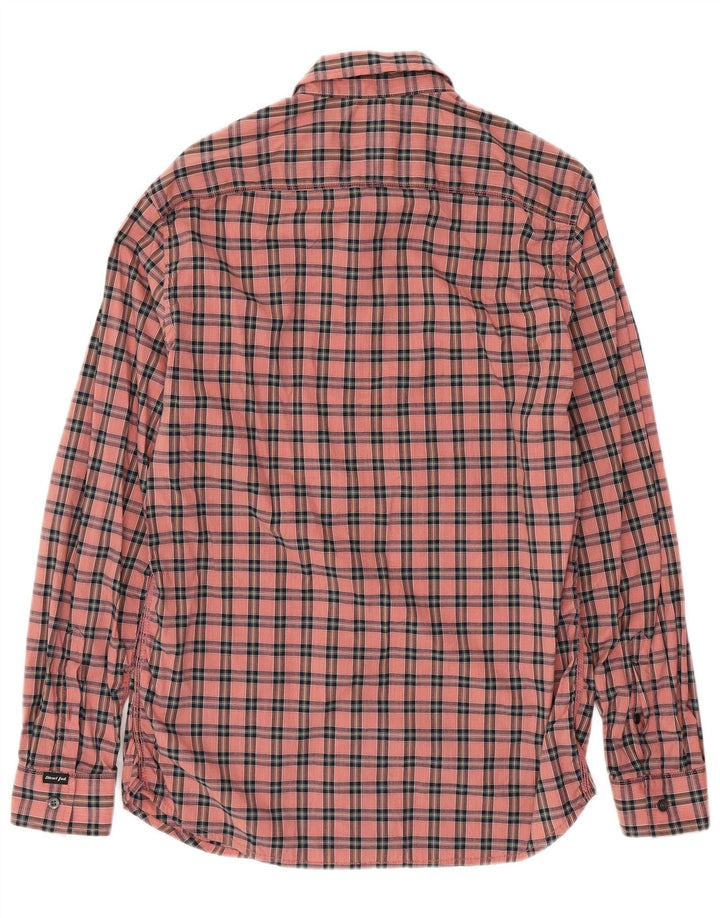 DIESEL Mens Shirt Large Pink Check Cotton