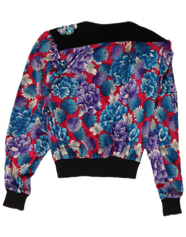 Vintage Womens Crop Long Sleeve Blouse Top US 10 Large Multicoloured Floral