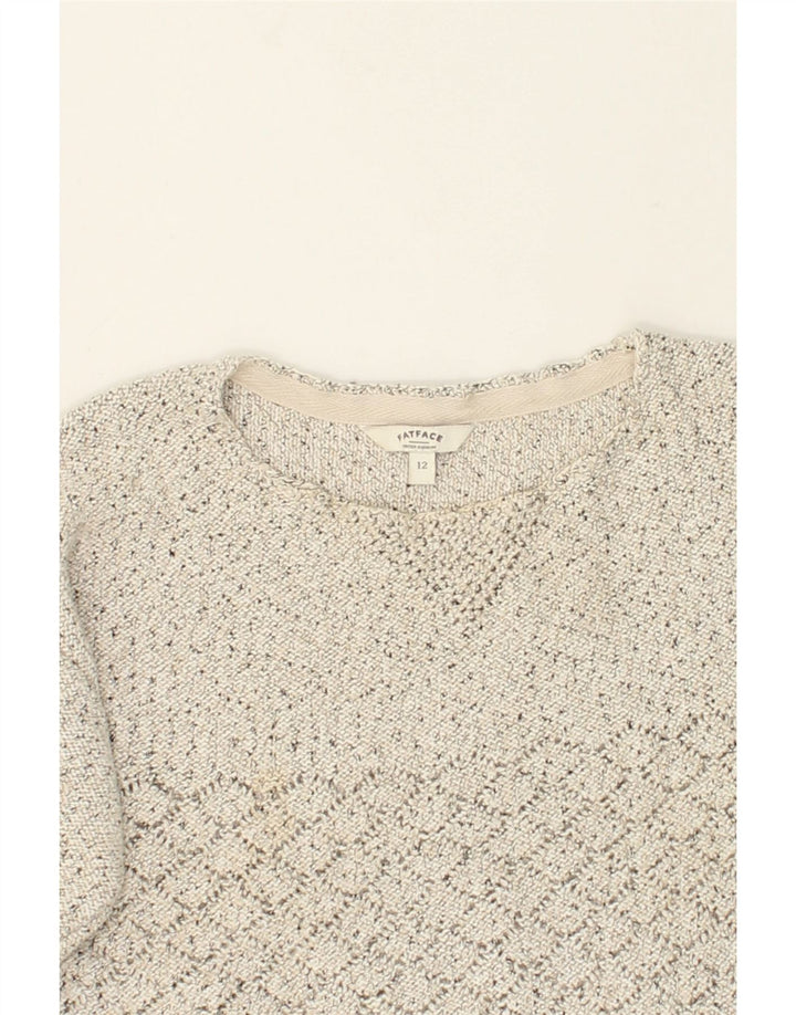 FAT FACE Womens 3/4 Sleeve Crew Neck Jumper Sweater UK 12 Medium Grey | Vintage Fat Face | Thrift | Second-Hand Fat Face | Used Clothing | Messina Hembry 
