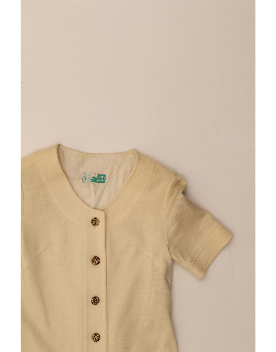 VINTAGE Womens 6 Button Short Sleeve Blazer Jacket IT 38 XS Off White Vintage Vintage and Second-Hand Vintage from Messina Hembry 