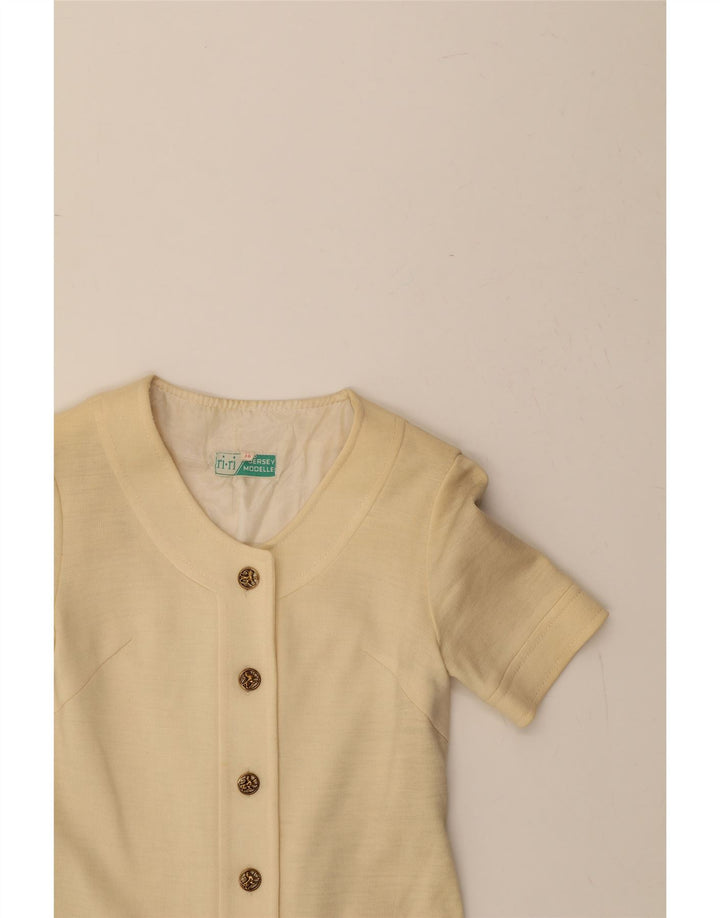 VINTAGE Womens 6 Button Short Sleeve Blazer Jacket IT 38 XS Off White Vintage Vintage and Second-Hand Vintage from Messina Hembry 