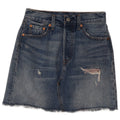 LEVI'S Womens Distressed Denim Skirt W26 Small Blue Cotton