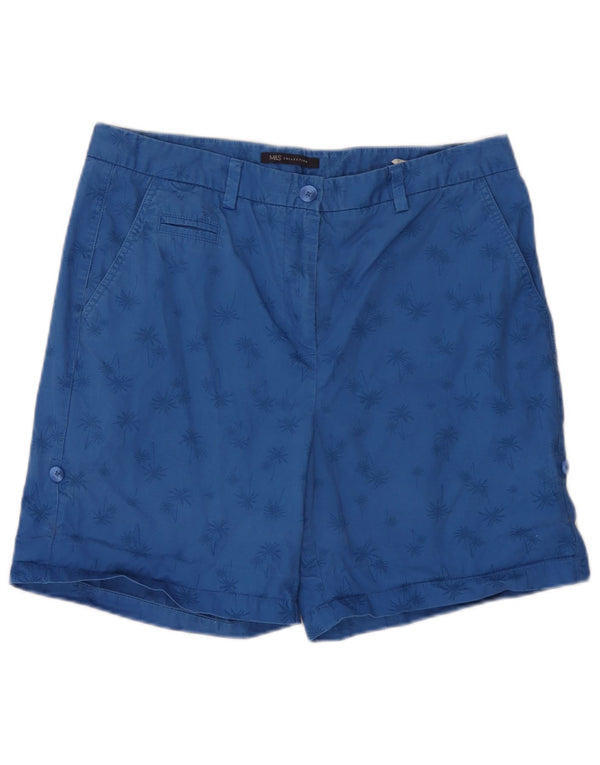 Marks & Spencer Womens Chino Shorts UK 14 Large W34  Blue Cotton Hawaiian