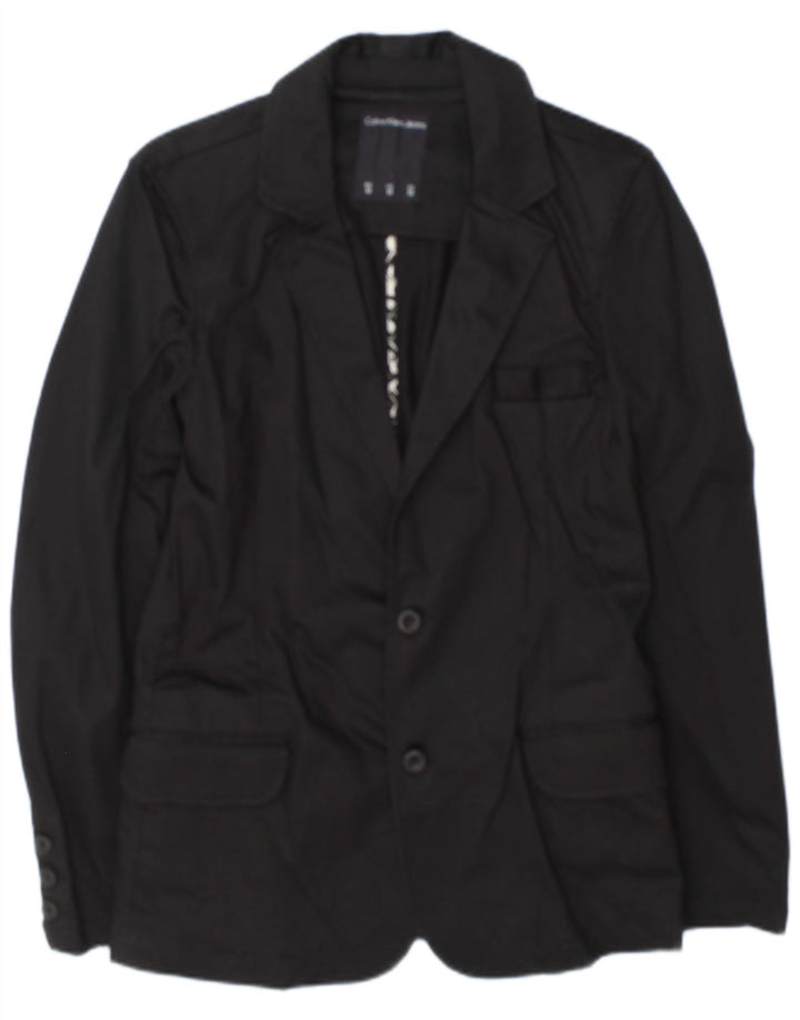 Calvin Klein Jeans Mens 2 Button Blazer Jacket UK 38 Medium Black Cotton