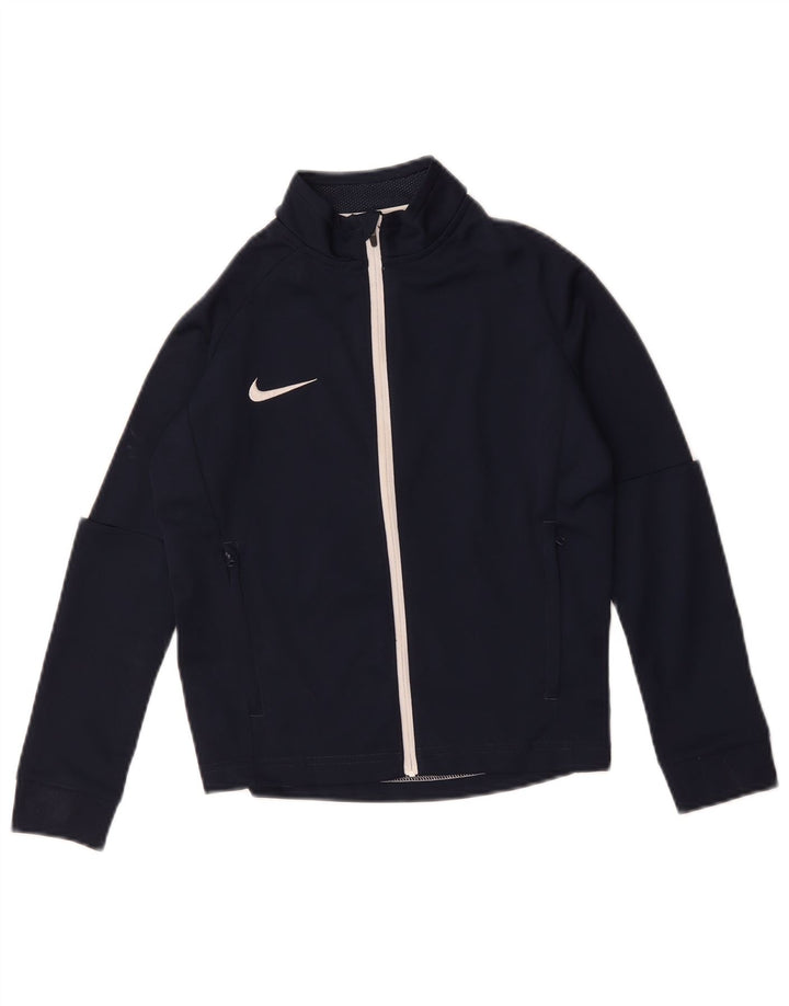 Nike Boys Dri Fit Tracksuit Top Jacket 8-9 Years Small Navy Blue