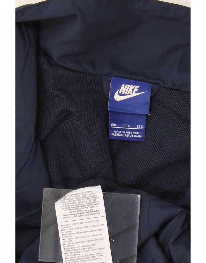 NIKE Mens Rain Jacket UK 44 2XL Navy Blue Polyester