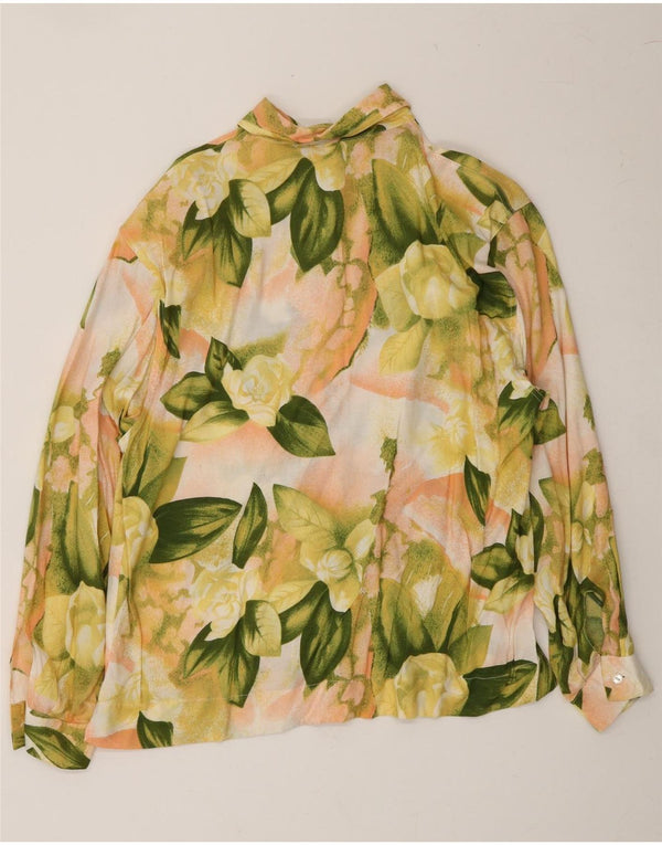 VINTAGE Γυναικείο Πουκάμισο UK 10 Small Yellow Floral