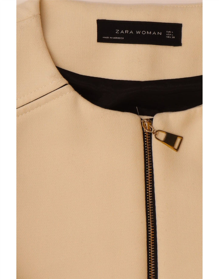 Zara Womens Overcoat UK 16 Large Off White Polyester