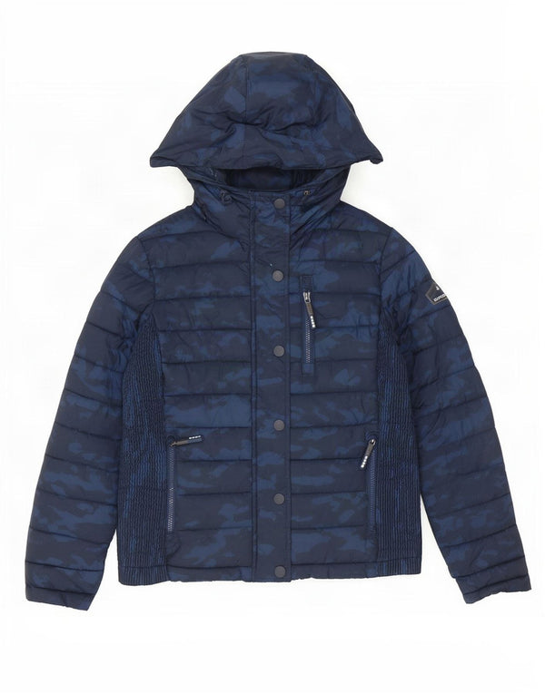 Superdry γυναικείο μπουφάν με κουκούλα UK 16 Large Navy Blue Camouflage