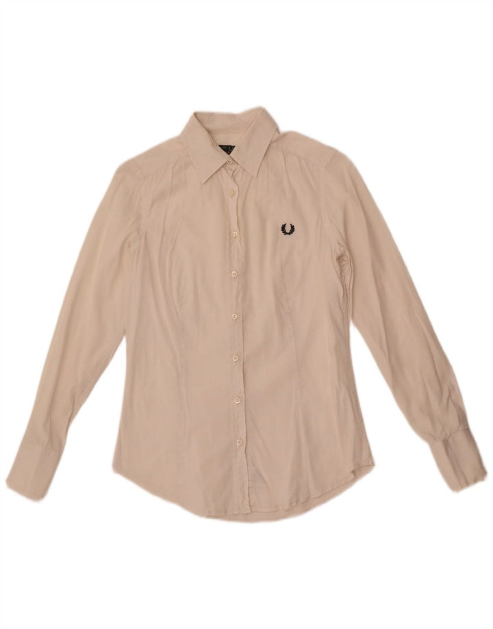 Fred Perry Chemise Femme UK 10 Petit Coton Blanc