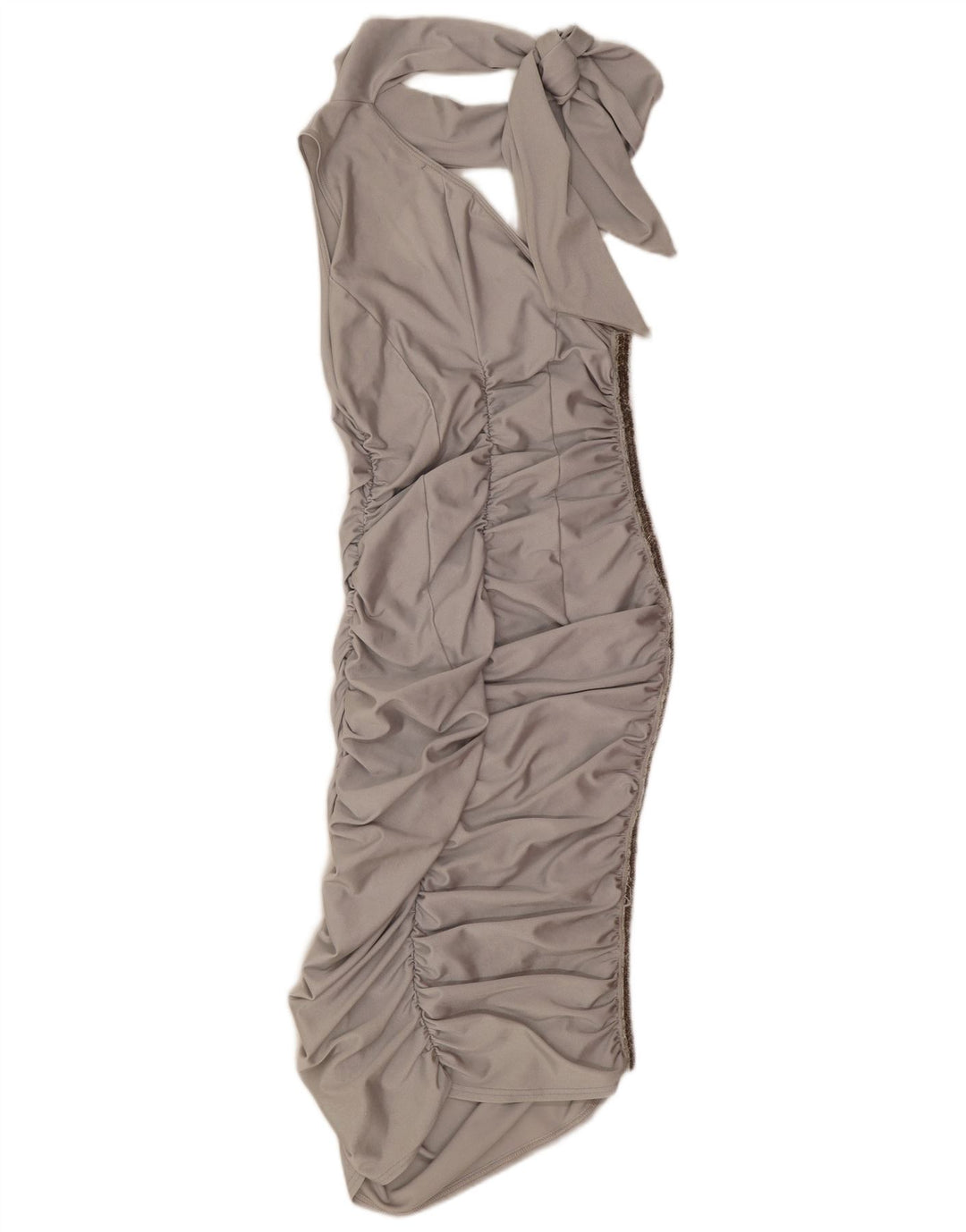 Vintage Womens One Shoulder Dress UK 12 Medium Silver Polyamide