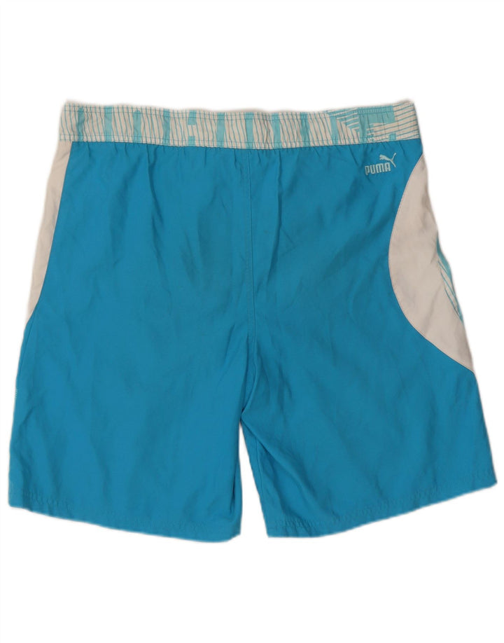 Puma Mens Graphic Swimming Shorts Medium Blue Colourblock Polyester